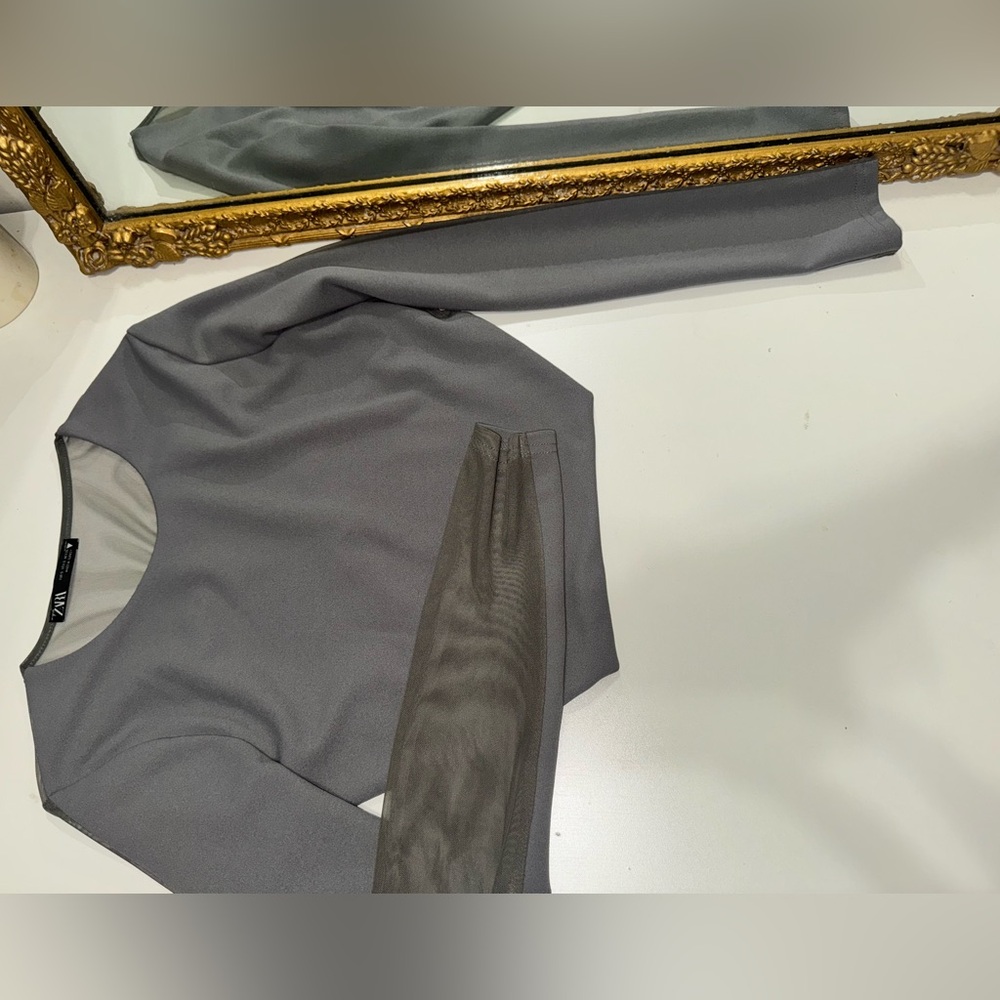 Gray Long Sleeve Top